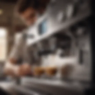 Barista training session focusing on operating a coffee machine