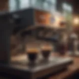 A sleek, modern espresso machine in a cafe setting