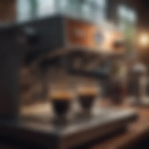 A sleek, modern espresso machine in a cafe setting