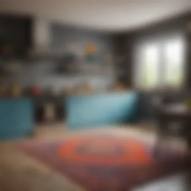 Vibrant Accents in Kitchen Design Colorful large rug adding vibrancy to a kitchen setting