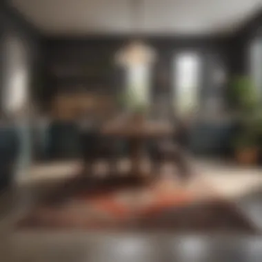 Elegant Design in Kitchen Spaces Elegant large rug complementing a modern kitchen table