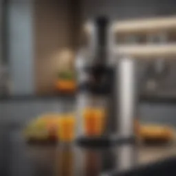A sleek bullet juicer on a modern kitchen countertop