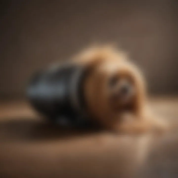 Close-up of a vacuum's brush roll effectively capturing dog hair