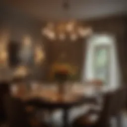 Elegant dining room illuminated with warm light