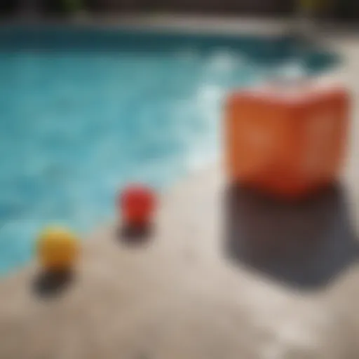 Brightly colored pool shock products on display