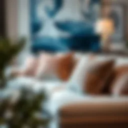 Luxurious velvet cushions in a modern living room setting