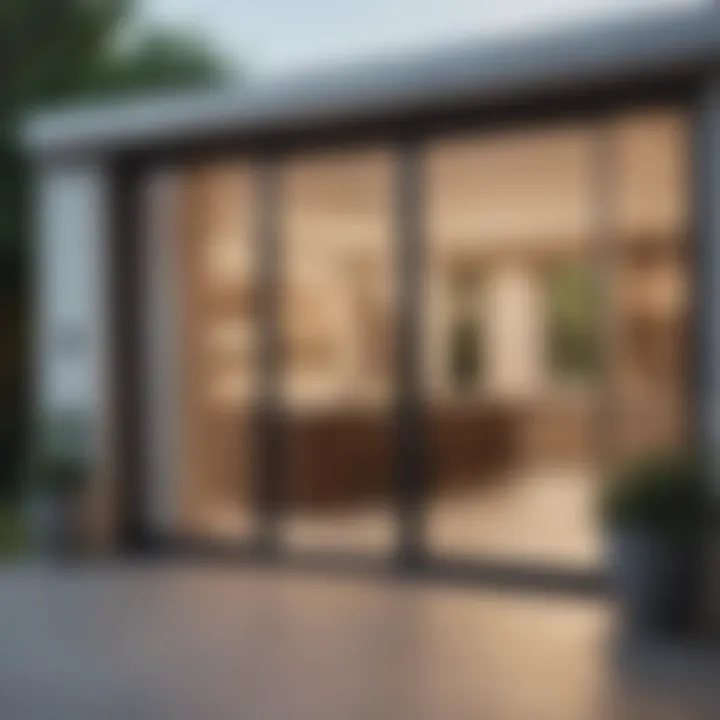 Innovative design of a sliding patio door with unique materials.