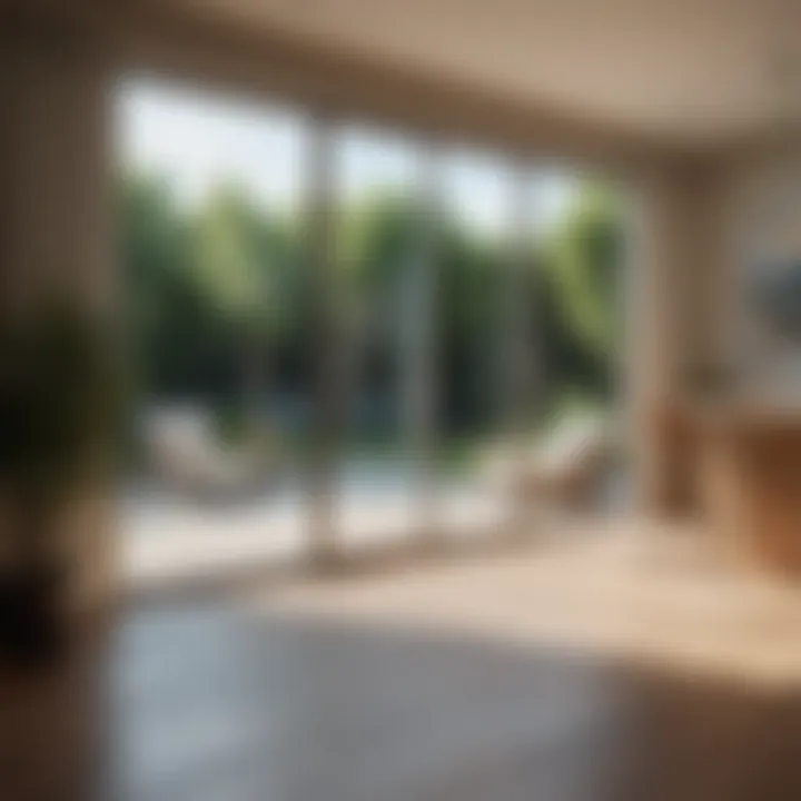 Transformative interior space enhanced by the installation of sliding patio doors.