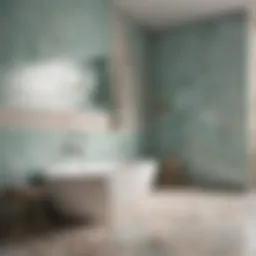 Calming pastel tiles in a bathroom