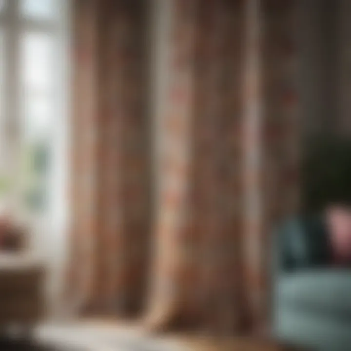 Vibrant spring curtains showcasing floral patterns in a stylish living room