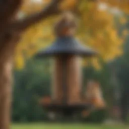 Close-up of a squirrel-resistant bird feeder