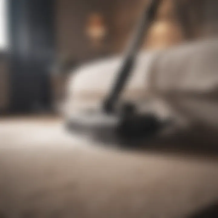 Close-up of steam cleaner in action on a mattress