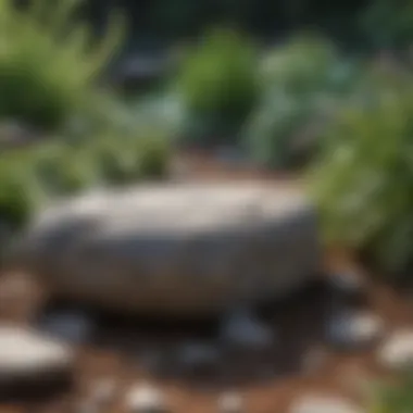 Creative Stone Use in Garden Bed Creative use of stones in a decorative garden bed