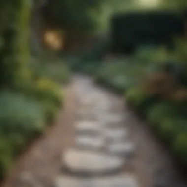 Elegant Stone Pathway Design Elegant stone pathway leading through a beautifully landscaped garden