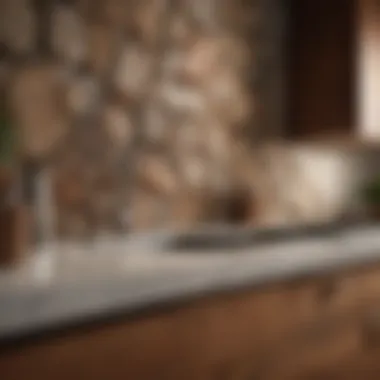 Harmony of Natural Stone and Wood in Kitchen Natural stone backsplash complementing wooden cabinetry