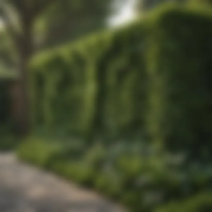 Lush greenery complementing a stylish privacy screen in a front yard