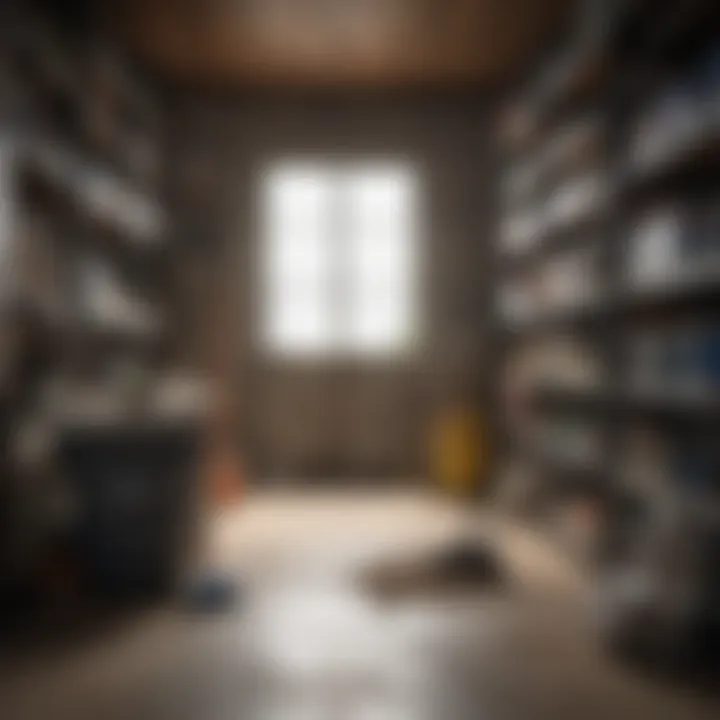 Cleaning tools organized in a storage area