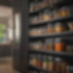 Organized kitchen cupboard with labeled containers