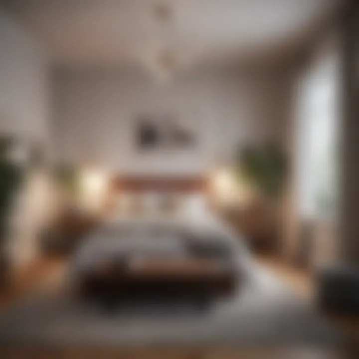 Stylish bedroom with maximized space