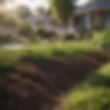 A well-mulched garden bed preventing grass growth