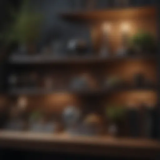 Elegant arrangement of books and decorative objects on open shelves