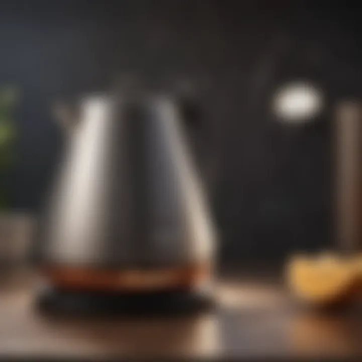 Close-up of innovative kettle design showcasing materials