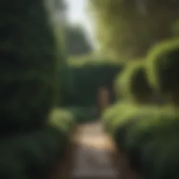 Lush Tall Evergreen Shrubs Providing Privacy