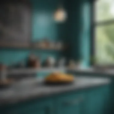 Teal color scheme with complementary decor elements