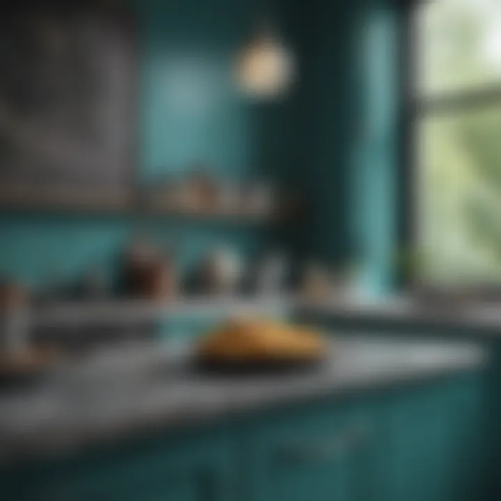 Teal color scheme with complementary decor elements