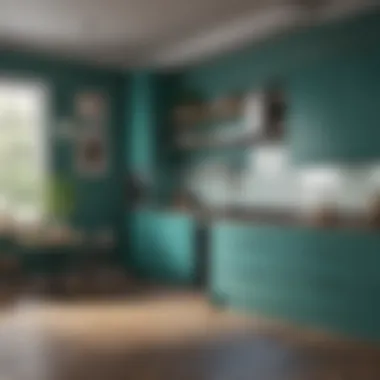 Modern kitchen showcasing teal as a primary color