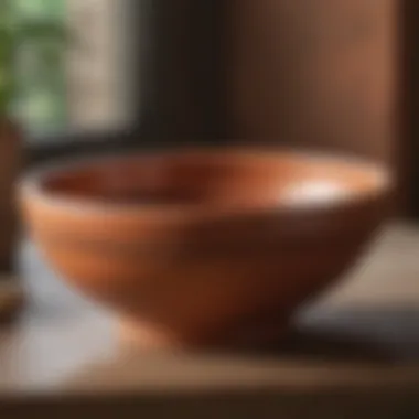 Contemporary terracotta decorative bowl as a centerpiece