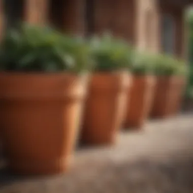 Diverse terracotta planters adding character to an outdoor space