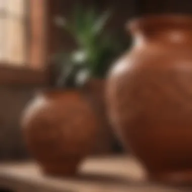 Intricate terracotta vase showcasing traditional craftsmanship