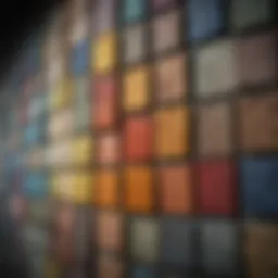 An array of textured paint samples showcasing various finishes and colors