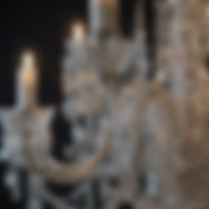 Close-up of intricate crystal details in chandelier design