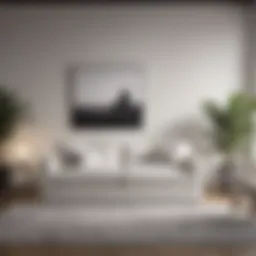 Elegant white contemporary sofa in a modern living room setting