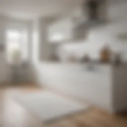 Elegant white kitchen mat enhancing the modern kitchen aesthetic