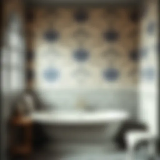 Elegant bathroom wallpaper showcasing intricate patterns