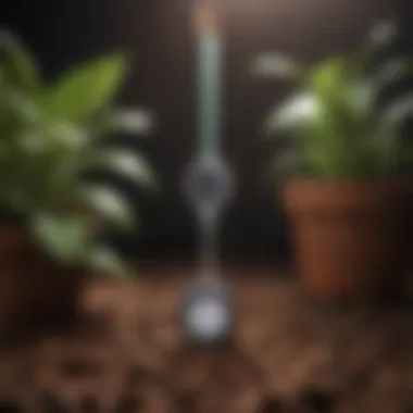 Using a Moisture Meter Moisture meter inserted into potting soil for checking moisture levels