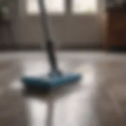 A modern steam cleaner in action on a tiled floor