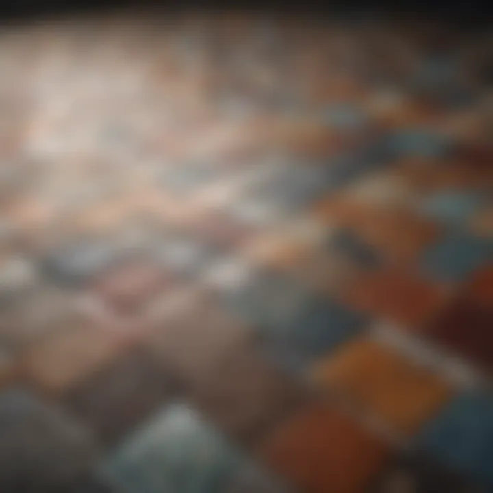 A close-up of different types of shining floor tiles
