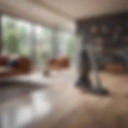 A sleek modern self-working vacuum system in a stylish living room