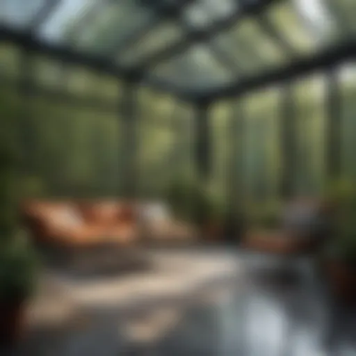Elegant contemporary front sunroom with glass walls