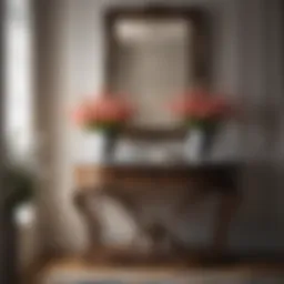 Elegant entry table with decor and flowers