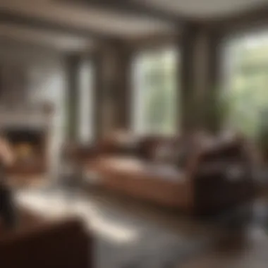 Well-arranged great room showcasing sofa placement