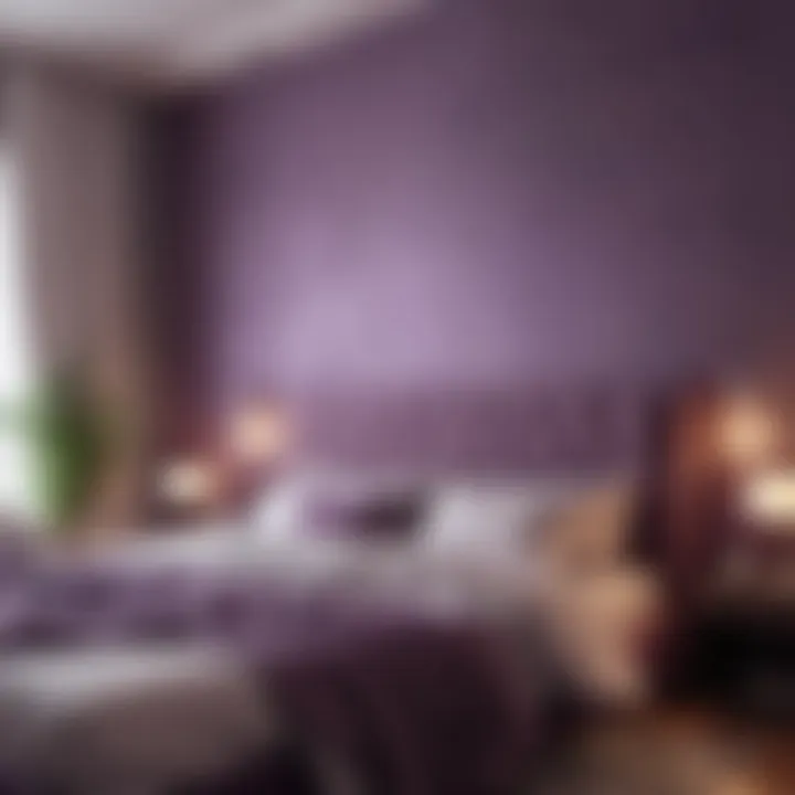 Serene bedroom atmosphere created with various shades of purple