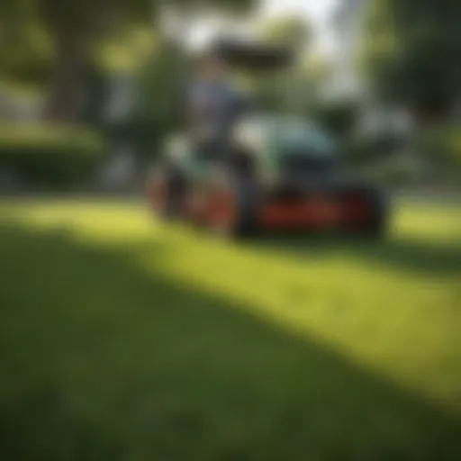 A lush green lawn after mowing