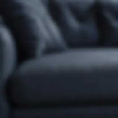 Close-up of the fabric texture of the indie navy sofa