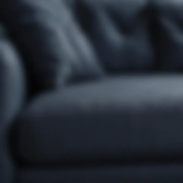 Close-up of the fabric texture of the indie navy sofa
