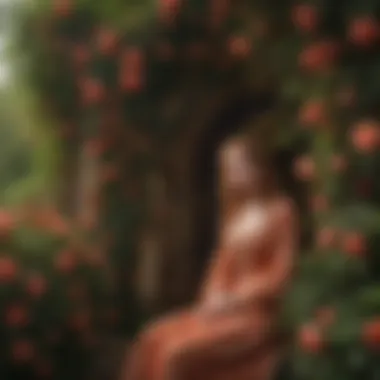 The Lady of Shalott and the Climbing Roses A serene depiction of the Lady of Shalott surrounded by climbing roses